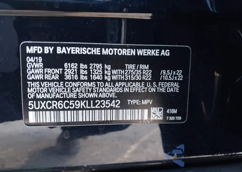 2019 BMW X5 xDrive40I из США, поврежденный, VIN 5UXCR6C59KLL23542